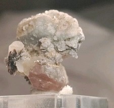 Fluorescent Pink Calcite on Quartz w/ Mirror Arsenopyrite, Inner Mongolia 28mm picture
