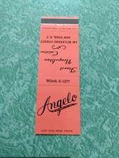 Vintage Matchbook Ephemera Collectible J7 New York Angelo Neapolitan mulberry St picture