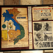 Framed Vietnam War Map & Tropic Lightning News Newspaper Clipping Oct 28 1968 picture