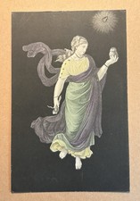 Antique Occult Postcard a Witch An Owl A Poppy Halloween Vibes c1917 #261 picture