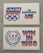 VINTAGE “I'M SUPPORTING US USA” 1988 SUMMER OLYMPICS And “WIN IN 1988” STICKERS picture