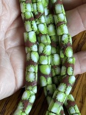 Antique 58 Trade Beads African-Venetian Millefiori Glass Grn Flower dark Red picture