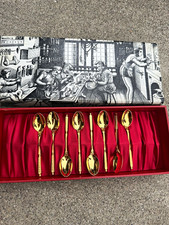 Vintage Christofle Alfenide Gilded Gold Plated Demitasse Moka Spoons - Set of 8 picture