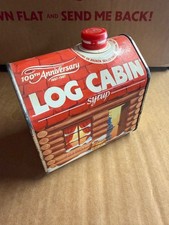 Vintage 1987 Log Cabin Syrup Tin Can Log Cabin Shape Collectible picture