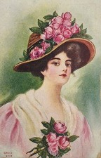 c1910 Picture Postcard - Pretty Young Woman With Roses - Reynolds ~ #-10063 picture