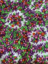 60s Vintage THC Hawaiian Textiles Fabric Pink Purple Orange Floral 3/4 Yard 43