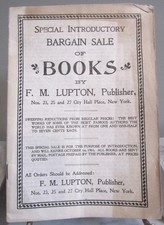 Antique 1903 Paper Catalogue Sale of Rare Books by FM Lupton Publishing 32 Page picture