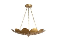 3 Light Mid Century Lotus Chandelier Raw Brass Pendant Flower Ceiling Fixture picture