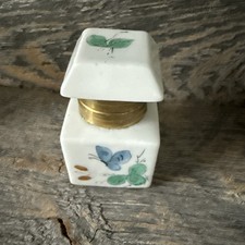 Antique 19th Century Miniature Petite Porcelain Ink Bottle Butterfly / Inkwell picture