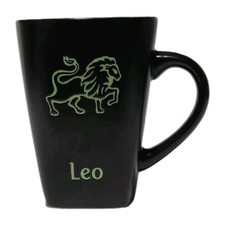 Zodiac Leo Mug Stoneware Black Green 18 oz Fisher Birthday Jul 23- Aug 22 picture