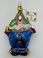 Kurt Adler Polonaise Clown GP682/3 Komozja Polish Blown Glass Christmas Ornament picture