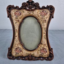 Vintage Victorian Style Tabletop Oval Picture Frame Brown Floral Baroque Rococo picture