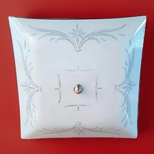 Vtg 1960s/70s MCM Retro Starburst Floral Shade Semi Flush Mount Light Fixture  picture