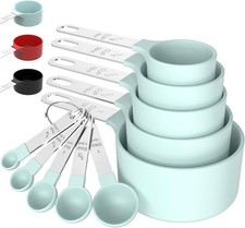 TILUCK Measuring Cups & Spoons Set Stackable with Stainless Steel Handle Green picture