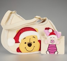 Loungefly Disney Winnie the Pooh & Piglet Holiday Handbag Purse Cream Red picture