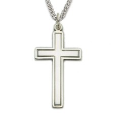 Men's 925 Sterling Silver Classic Cross Christian Pendant Medal Necklace picture