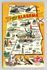 c1963 Pictorial Map Greetins From Alabama Alabama AL Postcard picture