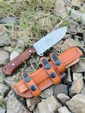 Custom Handmade High Carbon Steel Bowie Hunting Knife Rose Wood Handle W Sheath picture