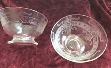 Stippled Rose Band Dessert Dishes Set Of 2 MacBeth-Evans Glass Co. 1930s picture