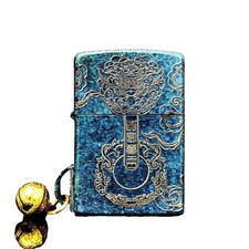 Ten Thousand Bronze Kerosene Zippo Lighter- Gold Retro Engraved Pure Copper picture