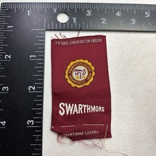 Vtg c 1910s SWARTHMORE UNIVERSITY Silk Patch Cigarette Tobacco Premium 502T picture