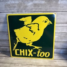 DEKALB CHIX-too Metal Sign 12” X 12” Green Yellow Farm Seed Feed Ships Free picture