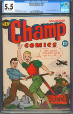 Champ Comics #24 CGC 5.5 Harvey Publications 1942 Hitler, Tojo & Mussolini Cover picture