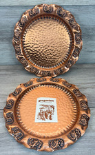 Vintage Gregorian Solid Copper Floral Hand Hammered Serving Plate Wall Decor Set picture