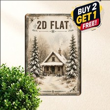 Winter Snowy Cabin Metal Sign Rustic Holiday Cottage Decor Plaque 8x12 picture