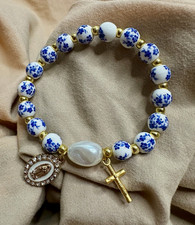 Our Lady of Guadalupe Floral Ceramic Bead Bracelet picture