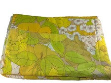 Vintage Burlington House Twin Flat Sheet Yellow Green Floral Retro 72 x 104 picture