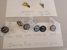Aviation Sun 'n Fun Lapel Pins From The 2000's Lot Of 8 picture