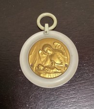 Antique Art Deco Cradle Medal 1920s-30s France Bakelite Guardian Angel Child picture