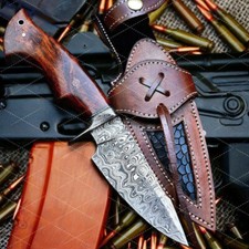Handmade Damascus Steel Hunting/Camping Sharp  Bobcat Skinner Knife with Sheath picture