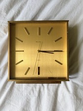 Vintage Mid Century Swiss Relide Heavy Brass Quartz Mantel Desk Clock picture