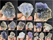 Fluorite Specimens Lot Natural Purple Blue Cubic Formation Crystals 17Pcs, 3.6kg picture