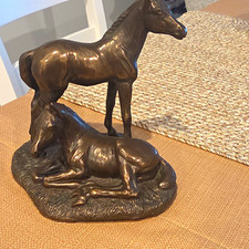 Vintage Genesis Fine Arts Heredities Mare and Foal Bronze Sculpture Ireland picture