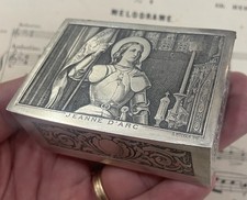 Rare Antique French Joan of Arc Bronze Jewelry Box Cushion Signed Wicker c1920 picture