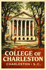 🌳 College of Charleston Vintage Poster - 1930s Art Deco🎨 Print - 16x24” picture
