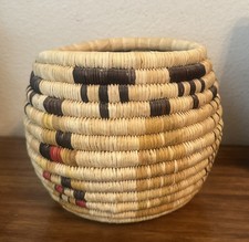 Vintage Native American HOPI 2nd Mesa Polychrome Coil Basket w Geometric Design picture