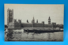 Vintage London Houses of Parliament Big Ben River Thames Postcard Rppc picture