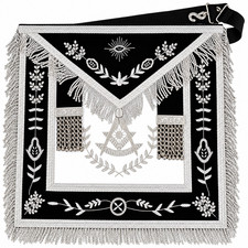 EMBROIDERY PAST MASTER LODGE APRON NAVY BLUE picture