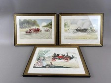 : Vintage 1953 Crisconio Automotive Art Prints Lot 3 Framed Alfa Romeo Bugatti picture