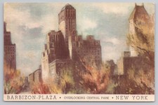 Barbizon Plaza Hotel Overlooking Central Park in New York City c1950s Postcard picture