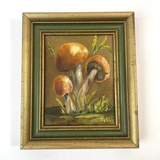Vintage 60s 70s Red Orange Mushrooms Decor Picture Vintage New 6.5