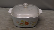 Vintage Corning Ware Orange floral Casserole Dish A-3-B with Lid 3 quart picture