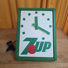 Vintage 7UP Lighted Advertising Wall Clock Illuminated Soda Sign Tested Works picture
