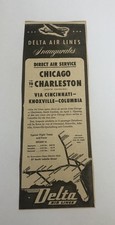 Vintage 1950’s Delta Airlines Chicago-Charleston newspaper advertisement  picture