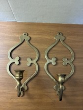 Vintage Solid Brass Wall Sconces Candle Holders Hand Made in India picture