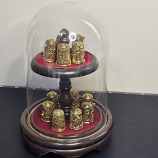 SET Franklin Mint 1982 24k Over Sterling Silver 12 Thimble Victorian Virtues  picture